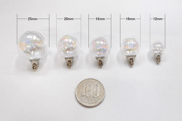 SHAREKIアクセサリーガラス容器 ハーバリウムペンダントガラスドーム レインボーカラー
