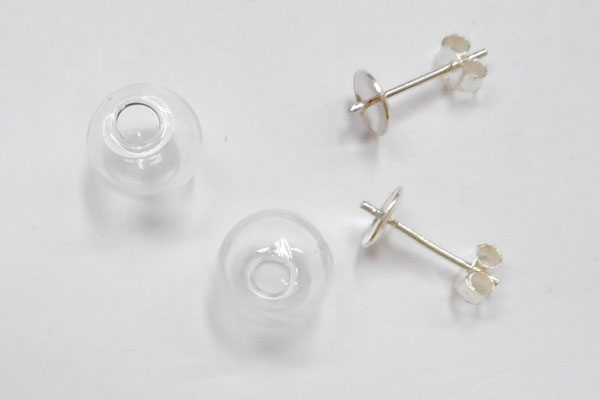 SHAREKIアクセサリーガラス容器 球形ガラスピアス