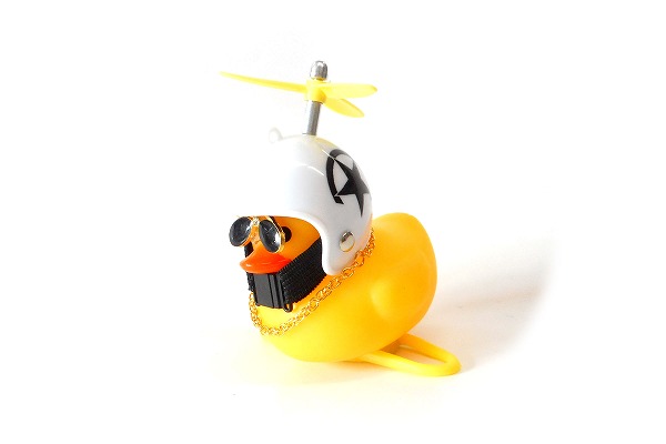 ホワイトヘルメット どこでもくっ付き音が鳴って光るアヒル ホワイト