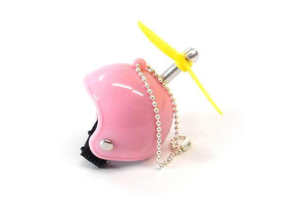 ハンドメイド 小さい ヘルメット ミニヘルメット ボールチェーン プロペラ付き ピンク