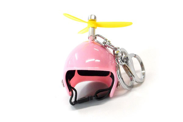 ハンドメイド ミニヘルメット キーホルダー プロペラ付き ピンク mini