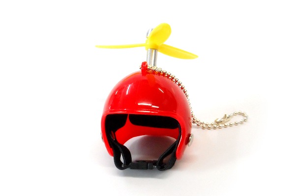 ハンドメイド ミニヘルメット ボールチェーン プロペラ付き レッド mini