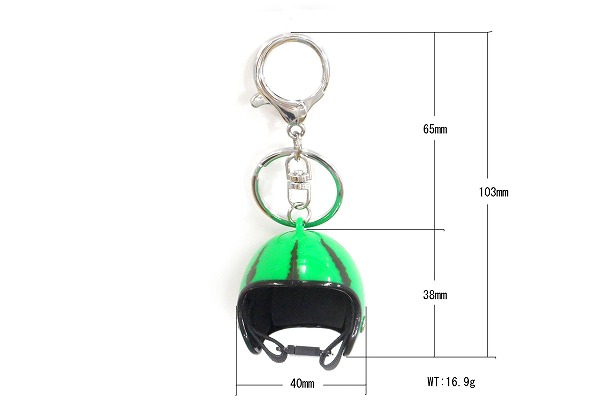 小さい ミニヘルメット スイカヘルメット アクセサリー バックチャーム キーホルダー付き スイカ