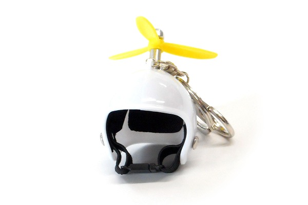 ハンドメイド ミニヘルメット キーホルダー プロペラ付き ホワイト mini