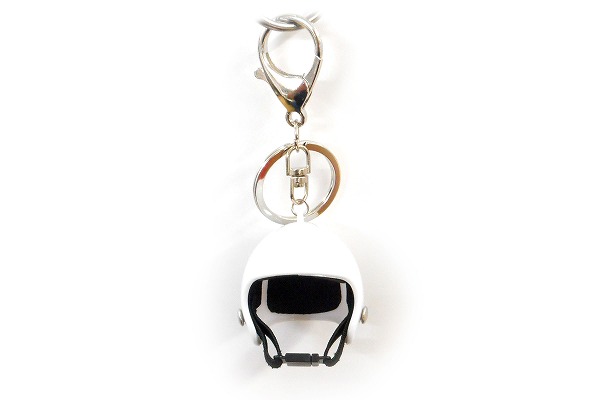 ハンドメイド ミニ ヘルメット バイク ミニヘルメット キーホルダー プロペラ付き ホワイト