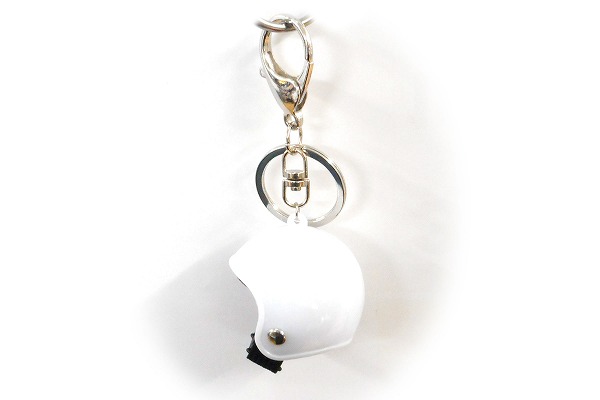 ハンドメイド バイク ヘルメット ミニヘルメット キーホルダー プロペラ付き ホワイト