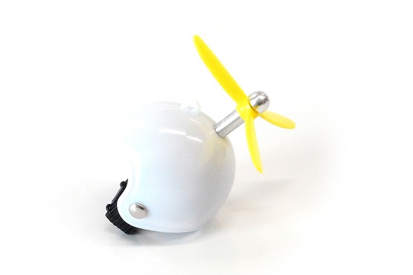 ハンドメイド 小さい ヘルメット ミニヘルメット ボールチェーン プロペラ付き ホワイト