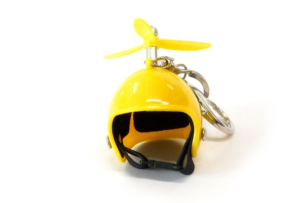 ハンドメイド ミニヘルメット キーホルダー プロペラ付き イエロー mini