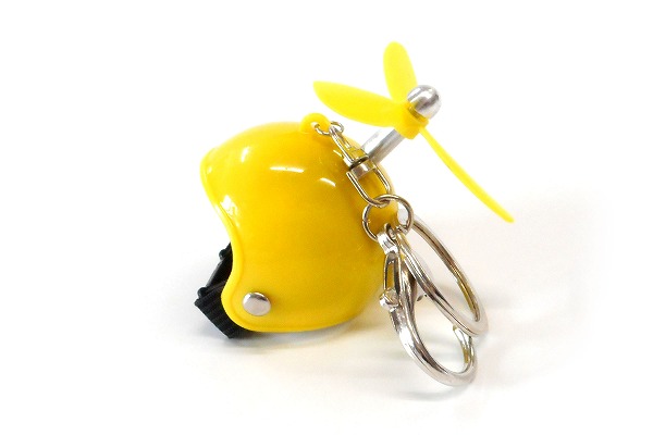 ハンドメイド 小さい ヘルメット ミニヘルメット キーホルダー プロペラ付き イエロー
