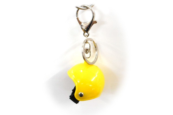 ハンドメイド バイク ヘルメット ミニヘルメット キーホルダー プロペラ付き イエロー