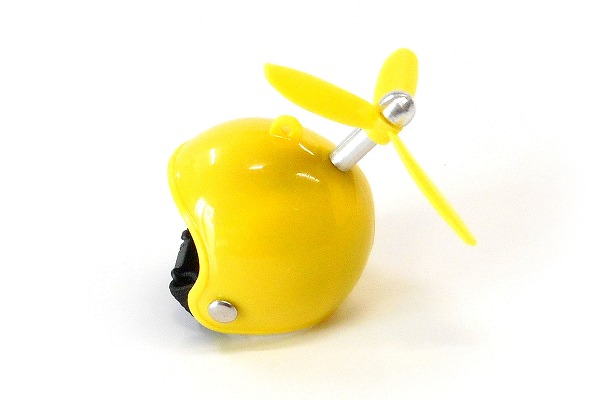 ハンドメイド 小さい ヘルメット ミニヘルメット ボールチェーン プロペラ付き イエロー