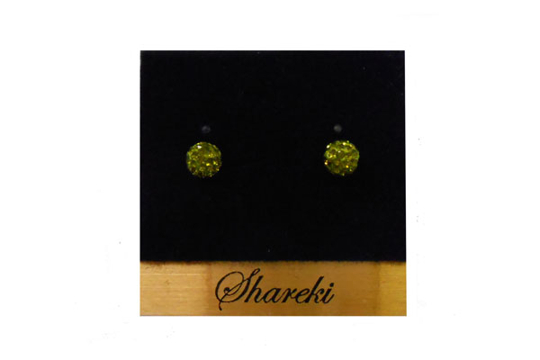 SHAREKI キラキラクリスタルボールアクセサリー ピアス オリーブ