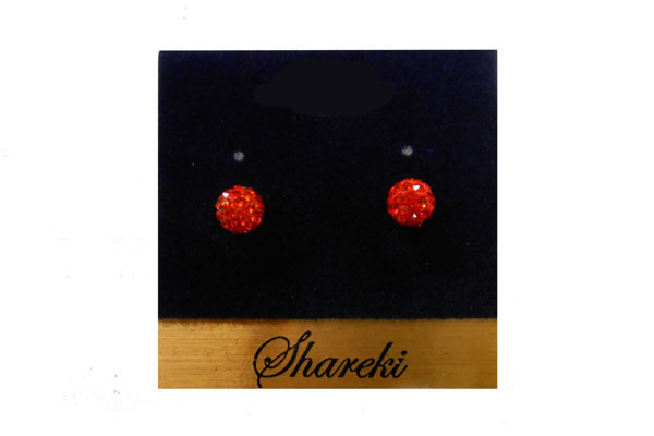SHAREKI キラキラクリスタルボールアクセサリー ピアス オレンジ