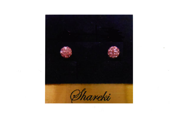 SHAREKI キラキラクリスタルボールアクセサリー ピアス ピンク