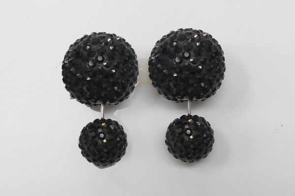 グルーデコ 素材(パーツ)(Shareki クレイ)Wピアス(ボールキャッチピアス)ブラック