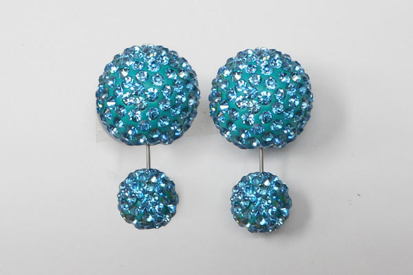 グルーデコ 素材(パーツ)(Shareki クレイ)Wピアス(ボールキャッチピアス)ブルー