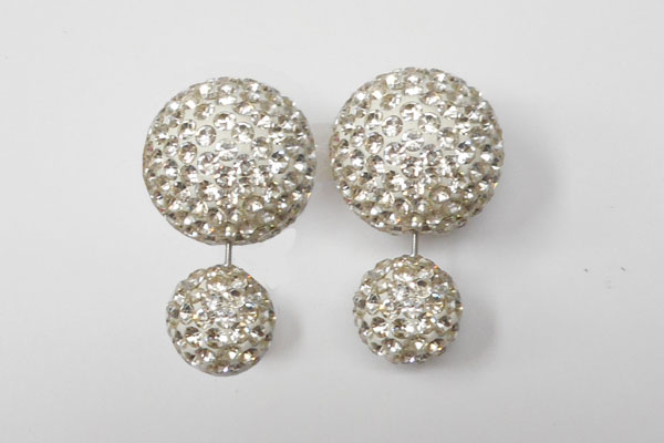 グルーデコ 素材(パーツ)(Shareki クレイ)Wピアス(ボールキャッチピアス)ホワイト