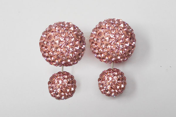 グルーデコ 素材(パーツ)(Shareki クレイ)Wピアス(ボールキャッチピアス)ピンク