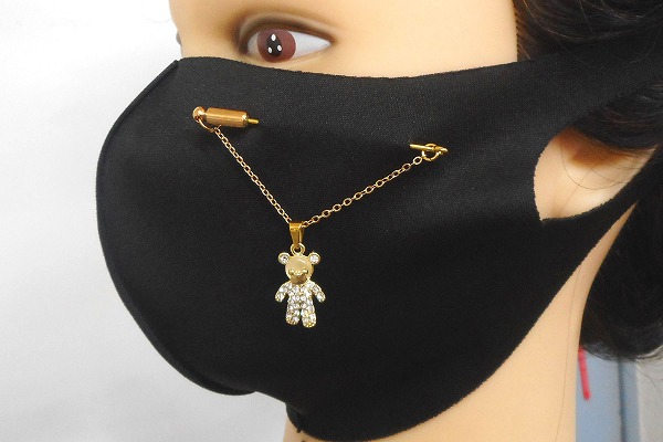 SHAREKI マスクアクセサリー・マスクペンダント「ピンダント」ゴールド 6cm