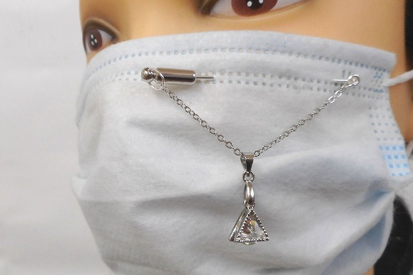 SHAREKI マスクアクセサリー・マスクペンダント「ピンダント」シルバー 6cm