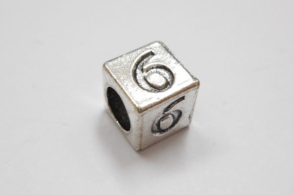 SHAREKI チャーム芯(ロンデル) 数字-6 5.0mmx15.0mm 穴:4.5mm