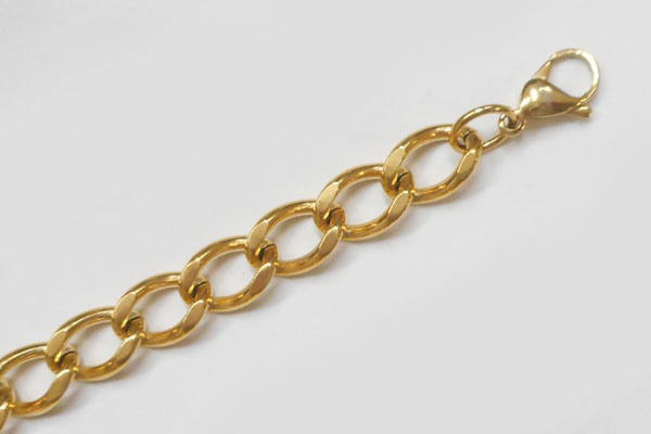 ステンレス316Lショートチェーン本物レザー(30cm)ゴールド