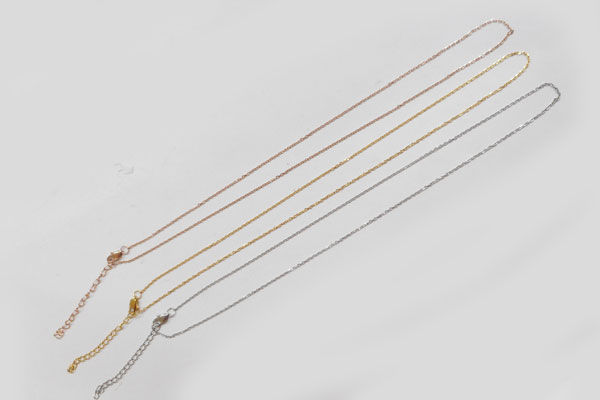 ステンレス316Lネックレスチェーン(幅1.2mmx長さ42cm+アジャスター5cm)ピンクゴールド