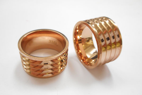 S◆P(SP) ステンレス316LリングS-Type(指輪)ピンクゴールド4溝 幅:12.0mm 溝幅:2.0mm